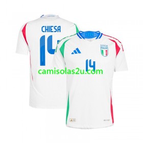 Camisolas de futebol Itália Chiesa 14 Equipamento Alternativa Euro 2024 Manga Curta